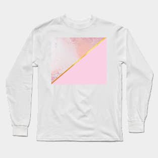 Pink and gold, marble paint Long Sleeve T-Shirt